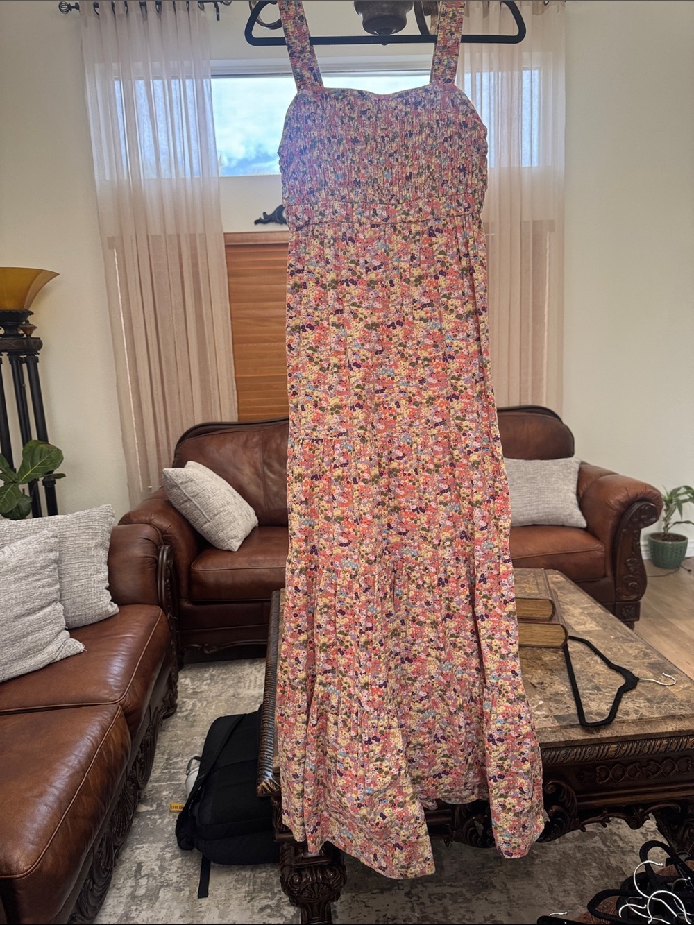 Scotch & Soda Pink Floral Smocked Maxi Skirt